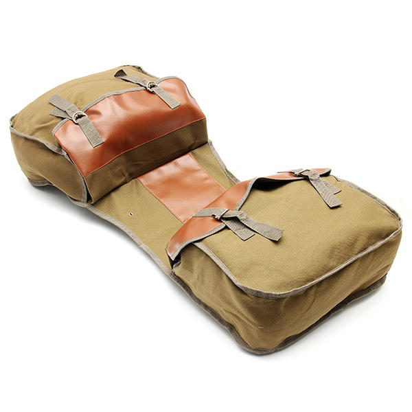 Motorcycle Bike Side Saddle Canvas Luggage Khaki Bag Organizer