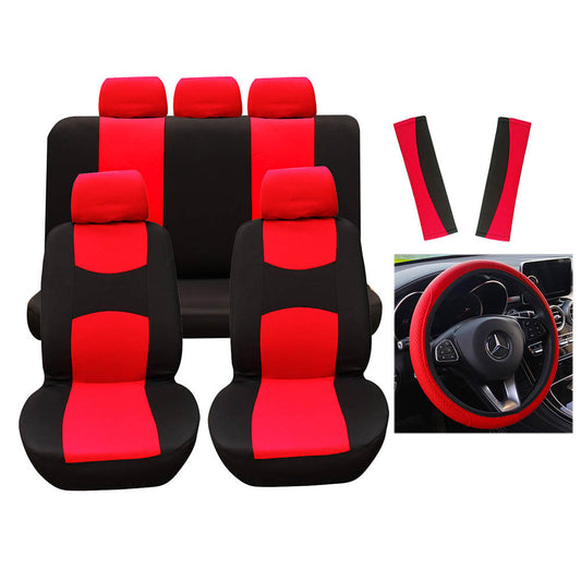 Car Motors Seat Cover Leather Steering Wheel 9 Pcs/Set