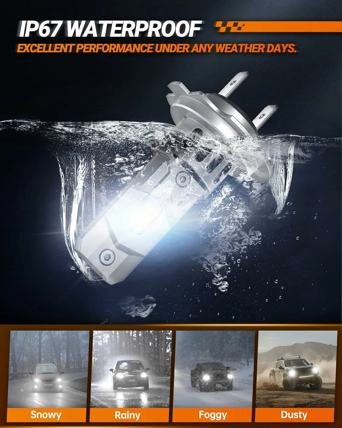 X3S H7 18000 LM 6500K Cool White LED Car Headlight Bulbs Modification Parts