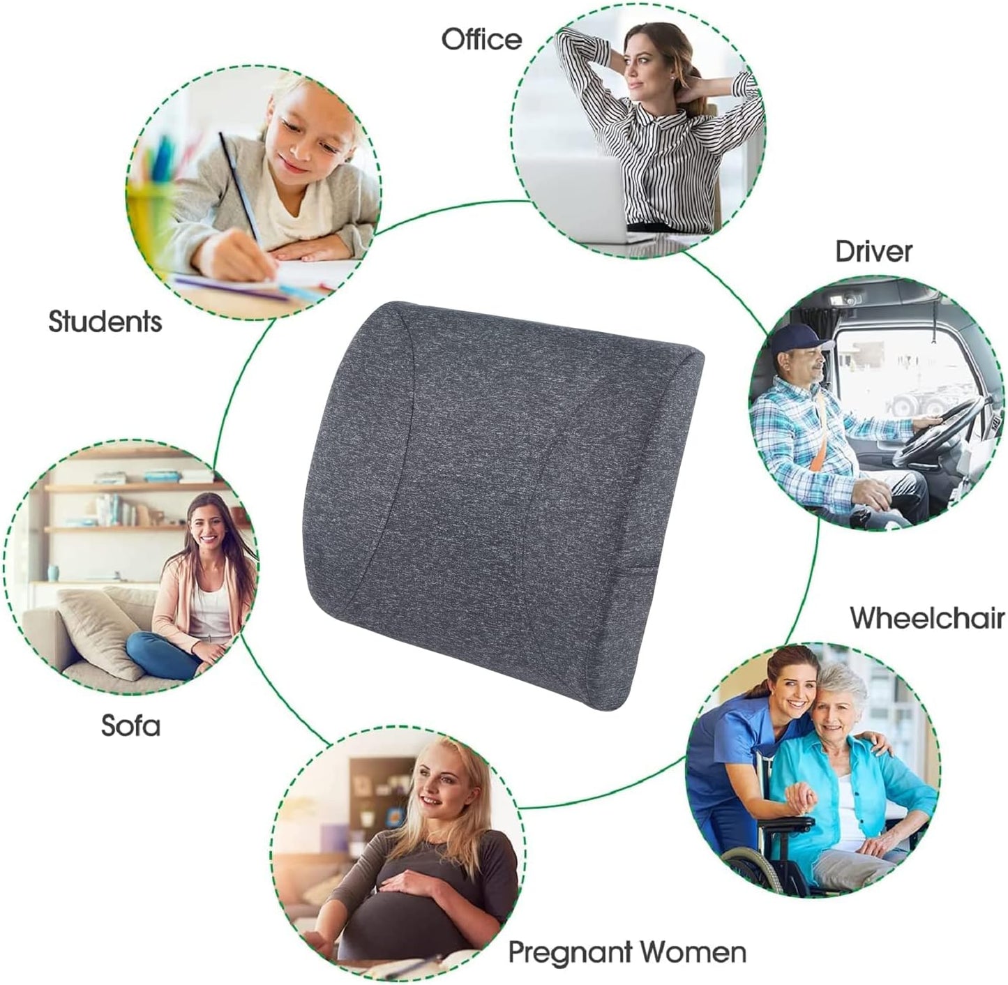 Car Hippo Heated Lumbar Support Pillow Memory Foam Back Cushion