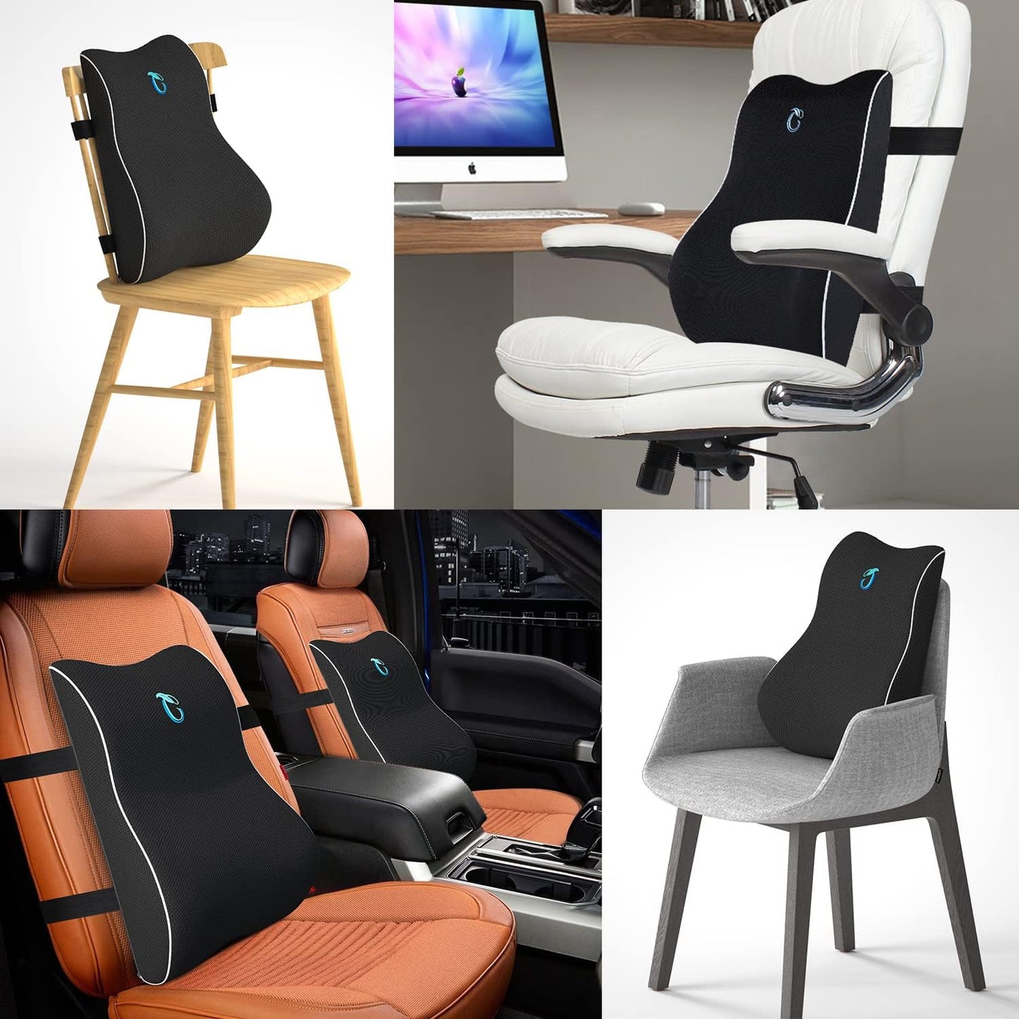 Car Chair Lumbar Support Pillow Memory Foam Seat Cushion