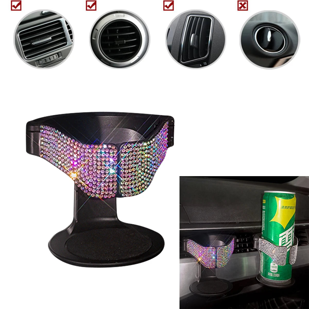 Car Diamond Crystal Cup Holder Multi-function Ashtray Trash Bracket Organizer