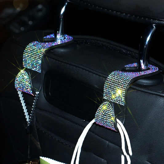 Car Back Seat Hook Multifunction Shiny Bling Crystal Handbag Organizer