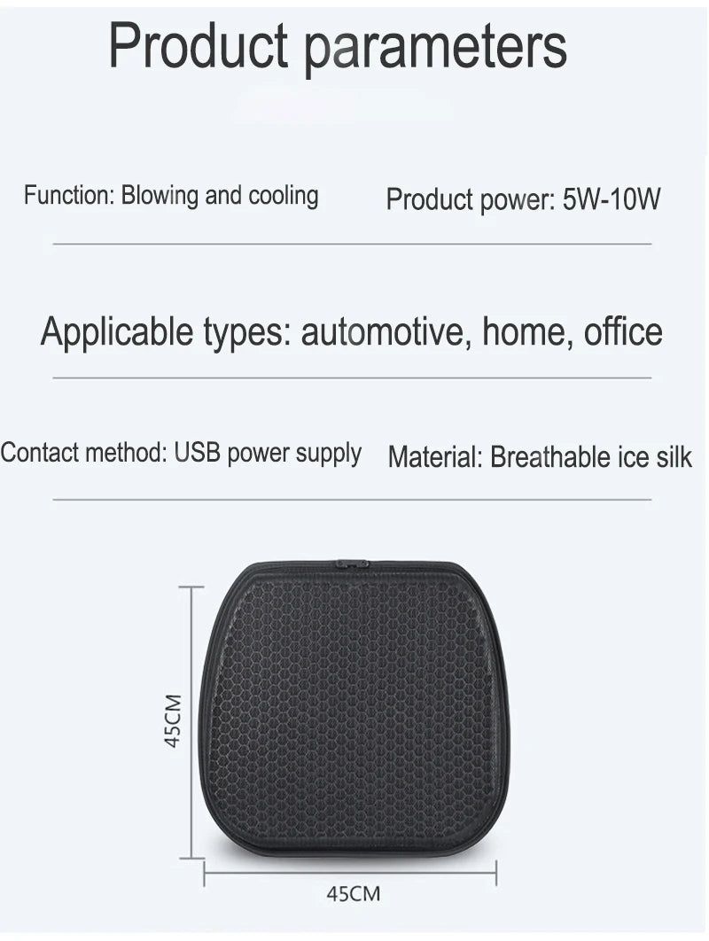Car USB Ventilated Cooling 6 Fans Gel Seat Cushion Pad