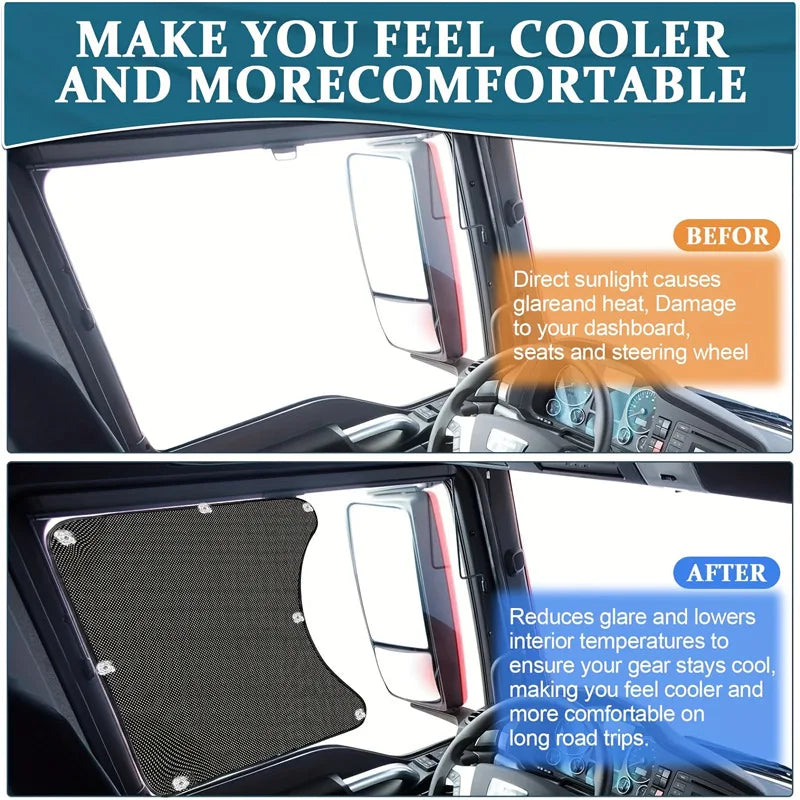 2pcs Side Sunshade Auto Heat Window Shade For RV Semi Truck