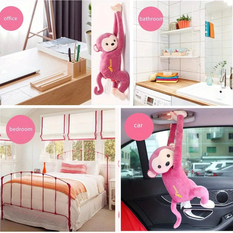 Car Portable Tissue Box Fun Monkey-Shaped Organzier
