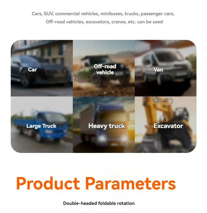 Car Double-head Folding Fan Rotatable Gently Circulates Air Fan