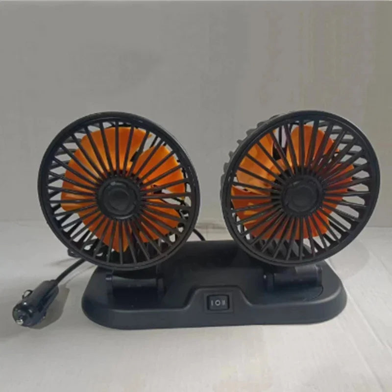 Car Dual Head USB Cooling Fan 2 Speeds Adjustable Fans 5V/12V/24V