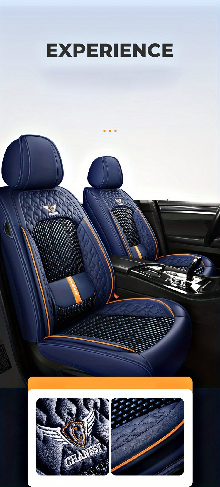 Car Seat Cushion Premium Ice Silk Fully Surrounded Breathable Covers 5-Seat