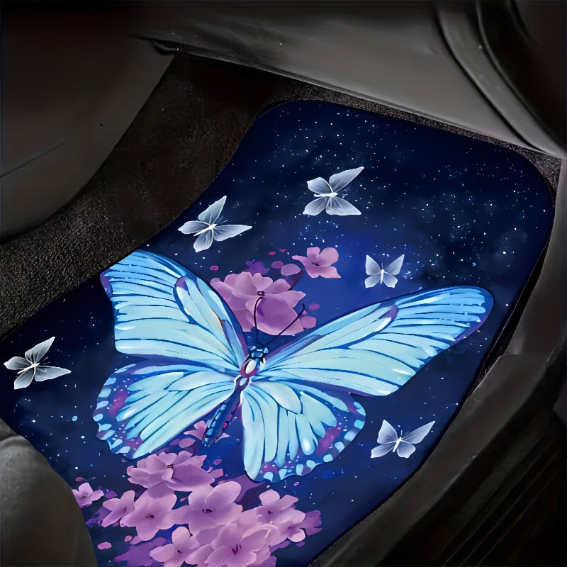 Car Waterproof Butterfly Flower Mats Durable Non-Slip All-Weather Protection Covers