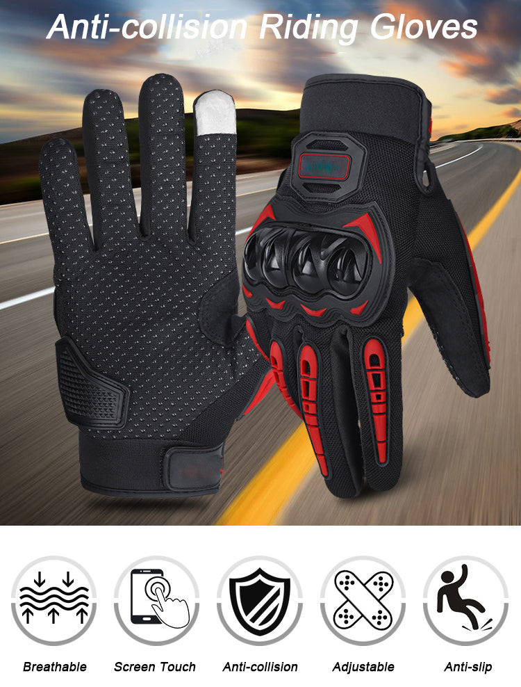 Motorcycle Sport Riding Bike Bicycle Cycling Racing Full Finger Touch Screen Gloves 1 Pair