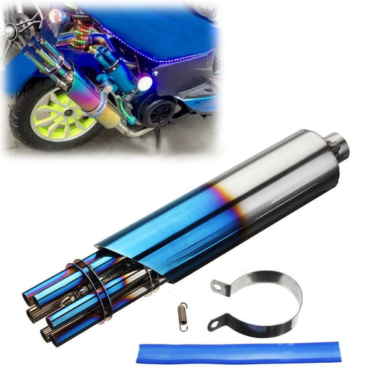 Motorcycle Exhaust Muffler Rotating Vent Pipe Blue Stainless Steel Replacement 32mm