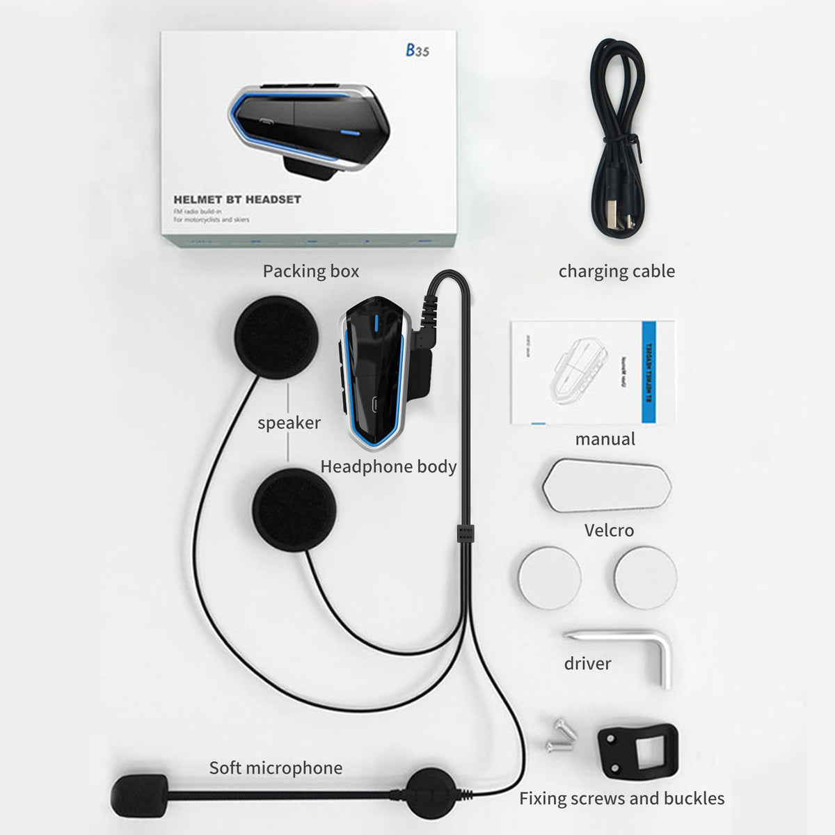 Motorcycle Bluetooth Helmet Headset Wireless Music Headphone Over-ear Stereo Headset