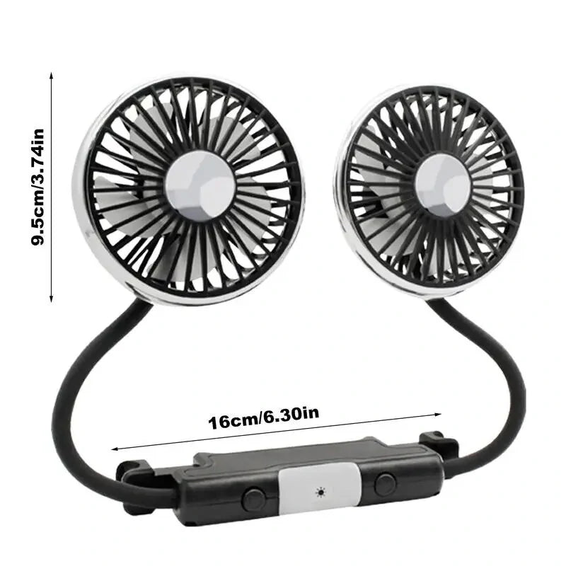 Car Clip Fan LED 360° Rotatable Cooler Electrical Fan