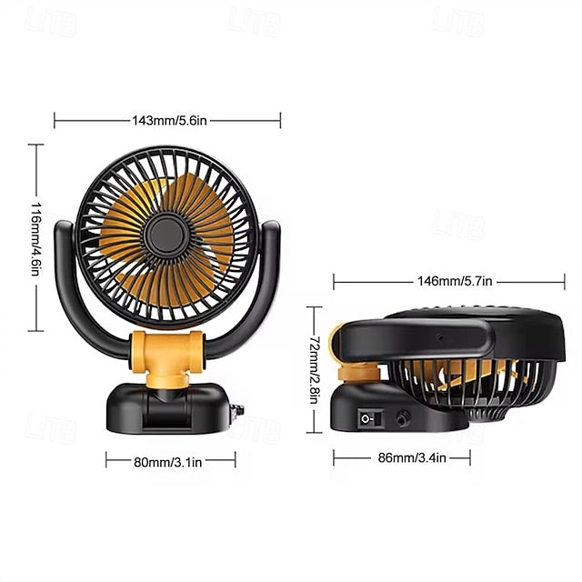 Car Fan 12V 24V USB Powered 360° Rotatable Portable Cooling Fan