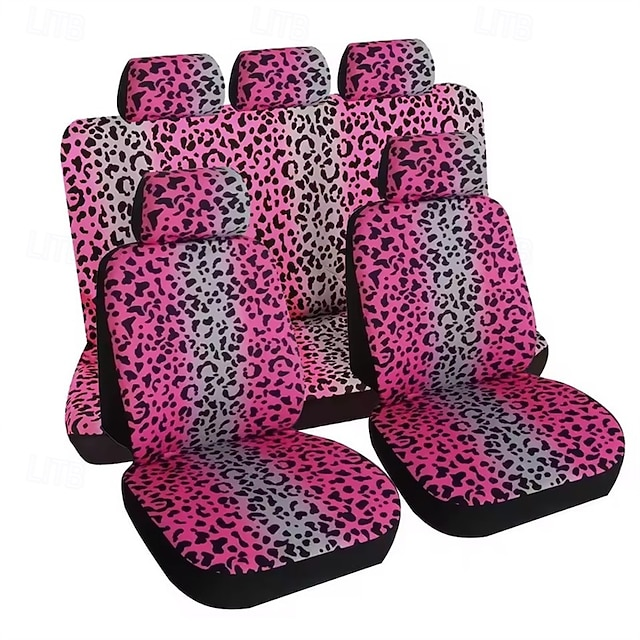 Car Leopard Seat Full Set Universal Protector Front and Rear Seat Covers 5 Pcs/set