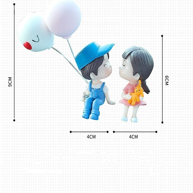 Car Decoration Cute Cartoon Couples Figurines Balloon Ornament