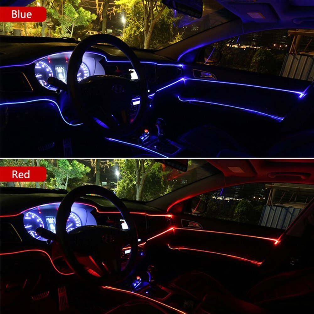 2m Red LED Car Interior Decorative Atmosphere Wire Strip Light Accessories