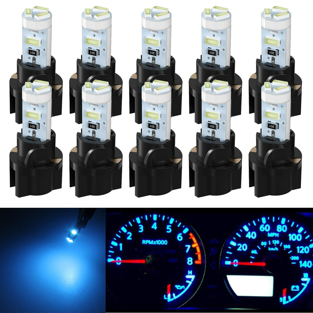 10Pcs Blue T5 74 37 SMD Car LED Dashboard Instrument Interior Light Accessories