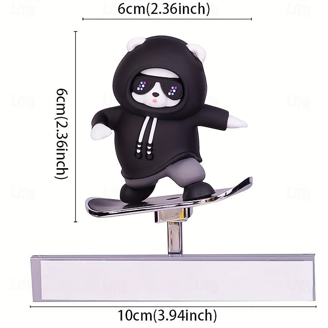 Car Dashboard Ornament Skateboard Bear Cartoon Animal Dashboard Pendant