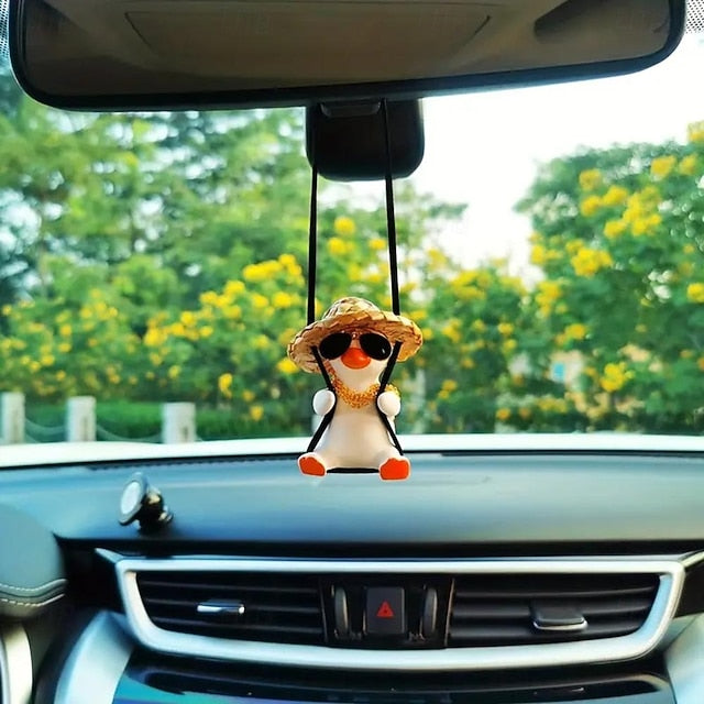 Car Pendant Cute Anime Little Duck Swing Hanging Ornaments Interior Decor