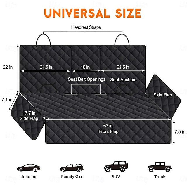 Car Seat Back Cushion for Dogs Pet Waterproof Bench Non-Slip Rear Seat