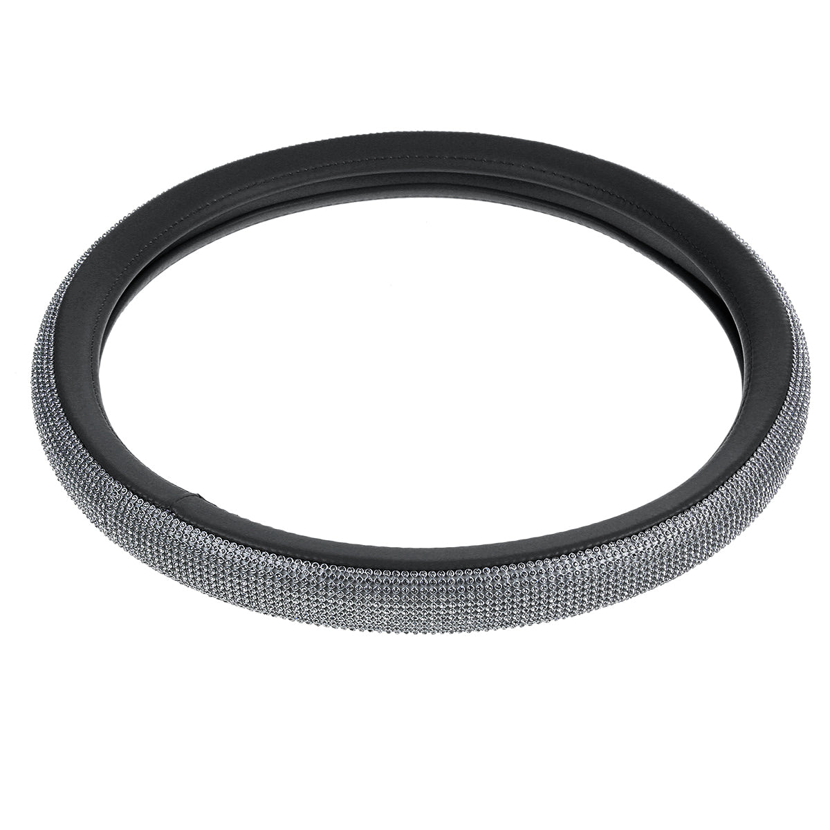 Car Truck PU Leather Steering Wheel Cover Crystal Bling Rhinestone