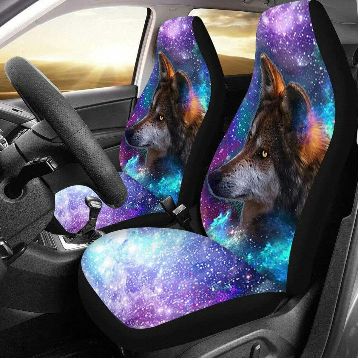 1PC Car Front Seat Wolf Polyester Cushion