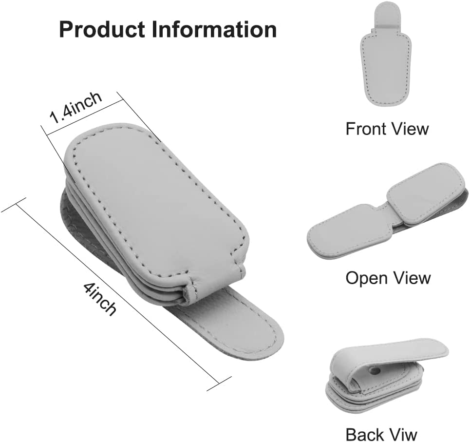 2 Pack Magnetic Leather Glasses Holder Storage for Car Visor