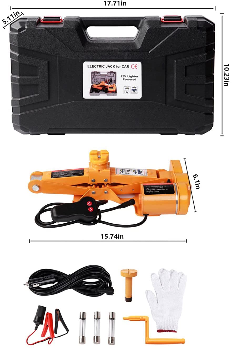 Car Floor Jack 3 Ton All-in-one Automatic Electric 12V Scissor Lift Jack Tools