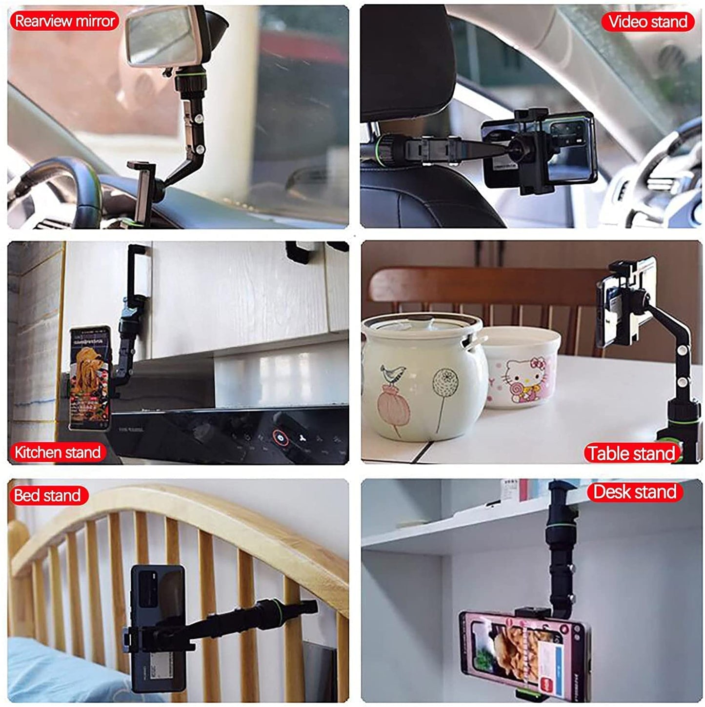 360° Multifunctional Rearview Mirror Phone Holder Phone Mount