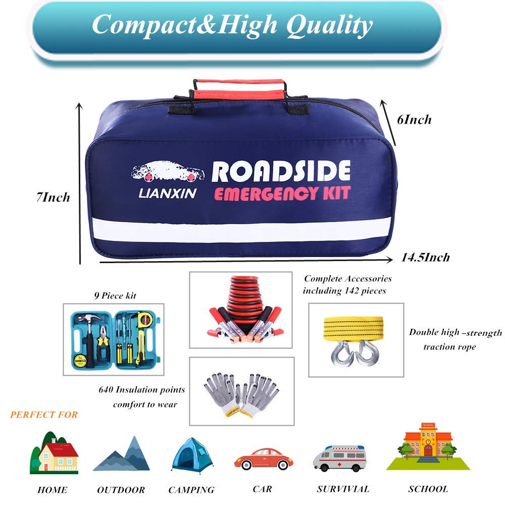 Car Roadside First Aid Emergency Essential Jumper Kit