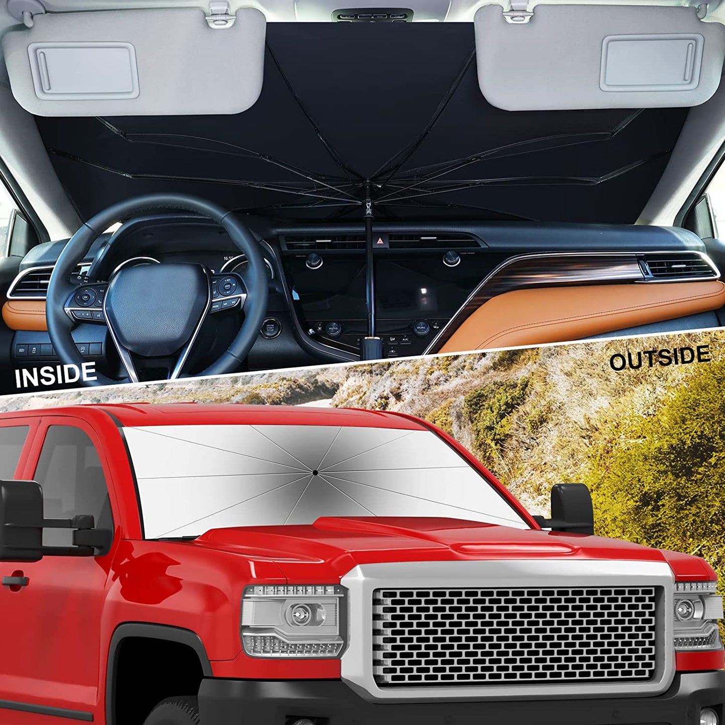 Car Windshield Sun Shade Foldable Umbrella Reflective Sunshade