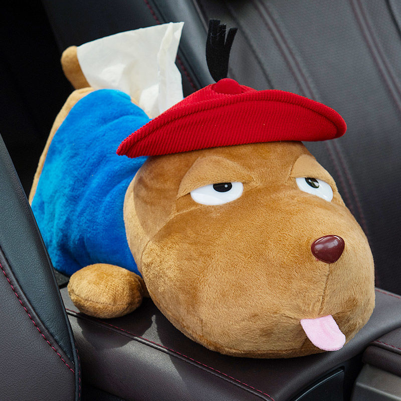 Car Tissue Box Cartoon Dog Napkin Armrest