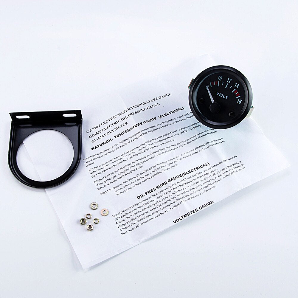 Car Gauge Auto Instrument Tools Voltage Meters 8~16V 2" 52mm