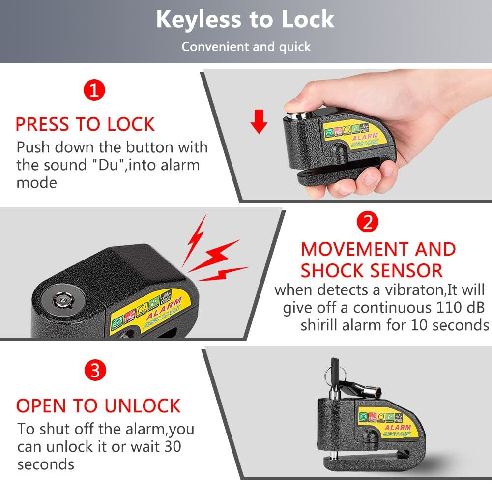 Motorcycle Alarm Lock Sound Battery Thief Protection