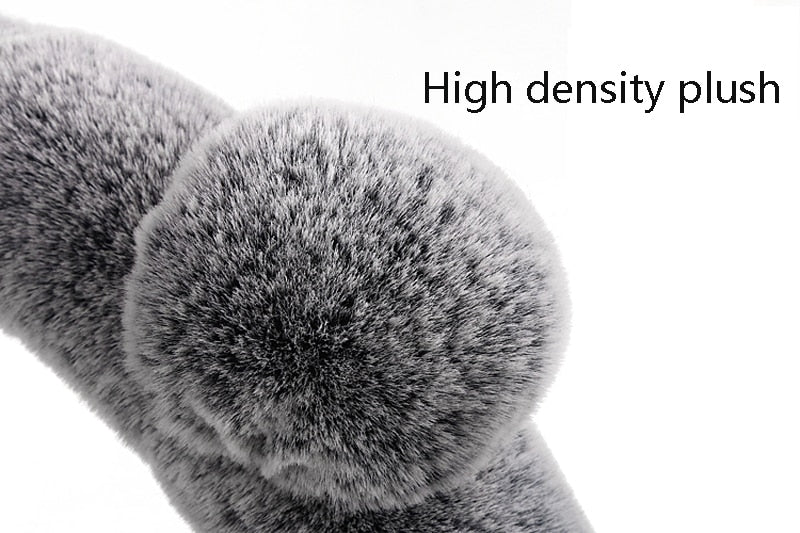 Car Steering Wheel Winter Plush Fur Soft Cute cover+ Handbrake +Gear Knob 3 Pcs