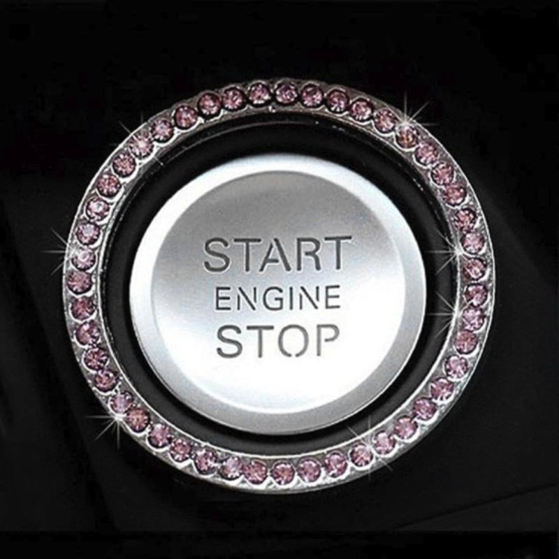 Auto Car Bling Key Car SUV Start Switch Button Decorative Diamond Ring 40mm/1.57"