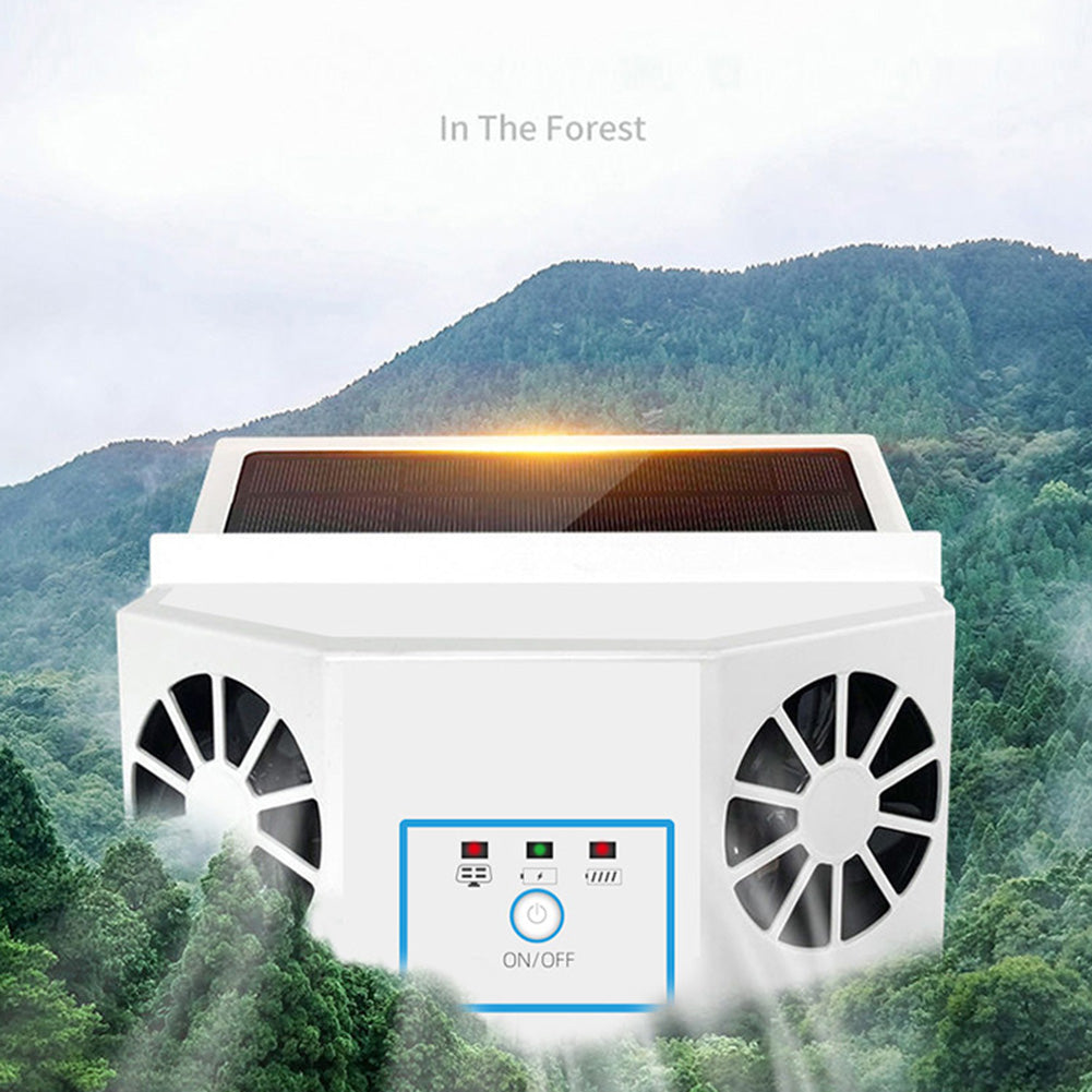 Car Exhaust Fan Solar USB Dual Charging Air Ventilation Cooling Electrical Appliances