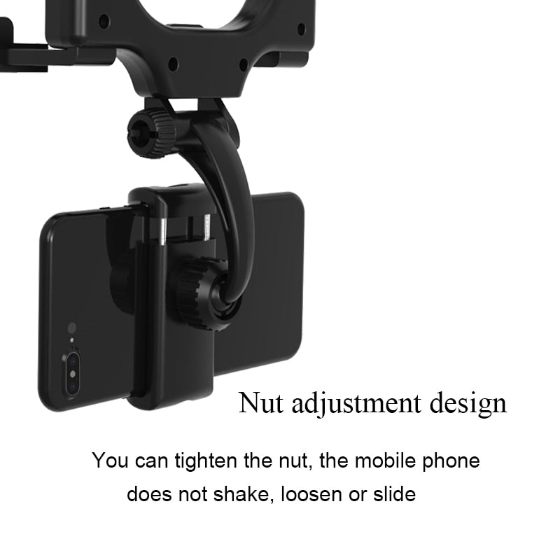 Car Mount Rearview Mirror Phone Holder Stands Adjustable 360° Rotation For Universal Phone