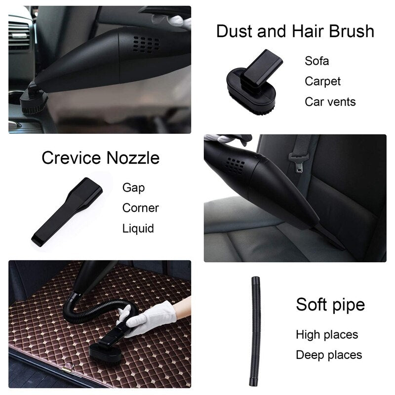 Car Handheld Vacuum Cleaner Cordless Vacuum Rechargeable Powerful Suction Wet Dry 120W 12V
