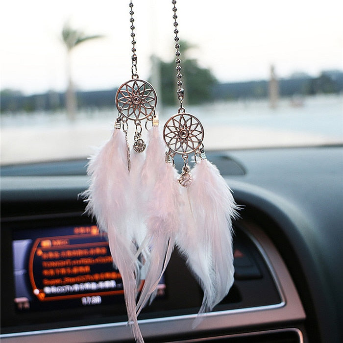 Mini Dream Catcher Car Pendant Wind Chimes Feather Decoration