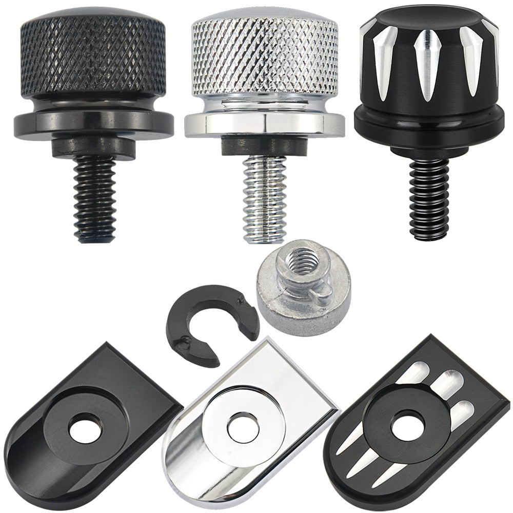 Black Aluminum Knurled Seat Bolt For Harley-Davidson Touring Models (1996-2023) - Rear Fender Mount, Easy Grip, 1-Year Warranty