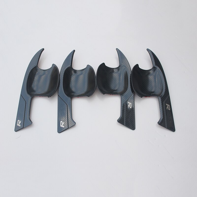 Car Trim Sticker Steel Carbon Fiber Silver Exterior Door Bowl For Toyota RAV4 2019 2020