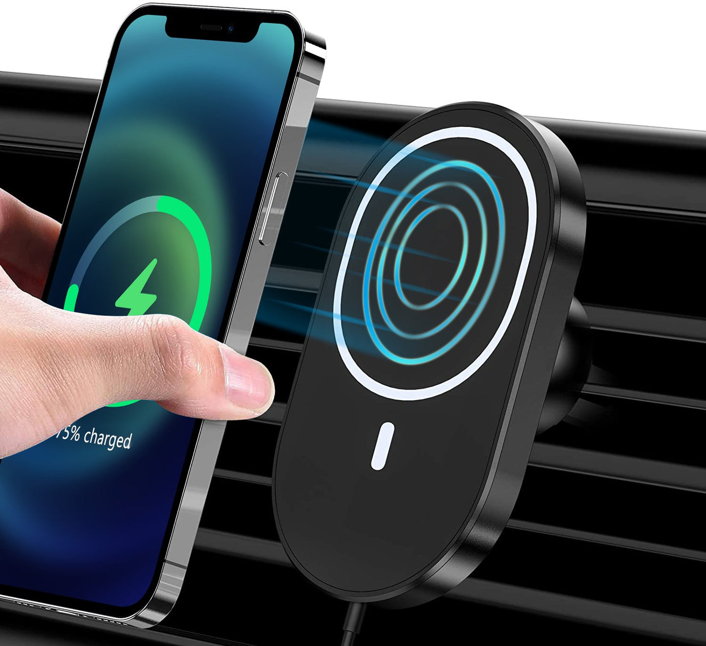 Car Charger 15W Qi Fast Charging Air Vent Car Phone Mount Charger