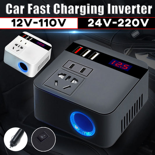 Car Truck Universal Inverter 6 Socket Digital Fast Charging 12V/24V