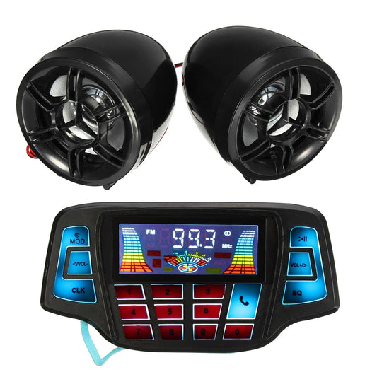 Motorcycle Handlebar MP3 Black Speakers Audio System USB SD FM