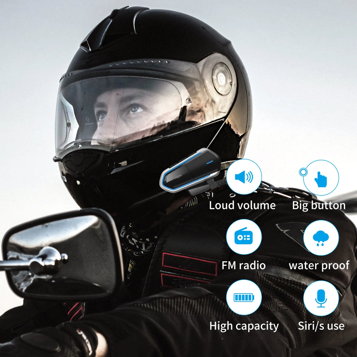 Motorcycle Bluetooth Helmet Headset Wireless Music Headphone Over-ear Stereo Headset