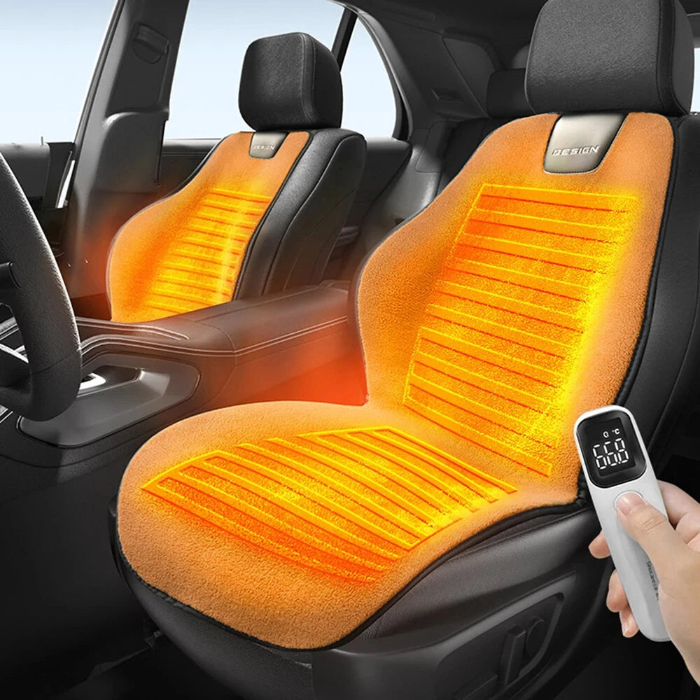 12V Winter Car Heating Cushion Electric Plush Warm Mat Pad 3-Level Adjustable Winter Seat Cushion
