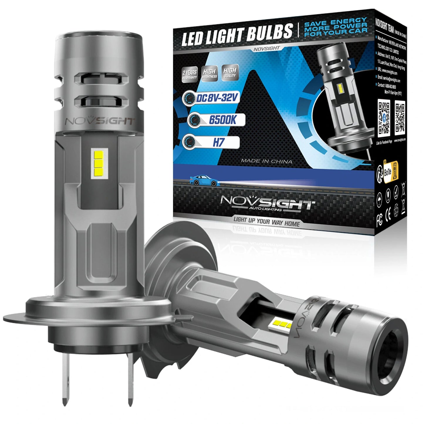 A500-N58-H7 Car LED Front Headlights Bulbs 6500K LED Headlamp 2PCS